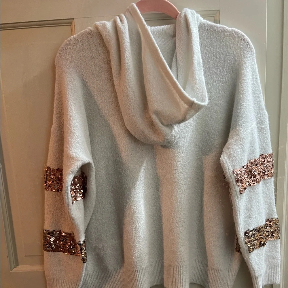 Nine West Sequin Hooded Sweater - Women XL - Picture 3 of 3